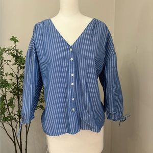 Madewell Blue Striped Button Down Top